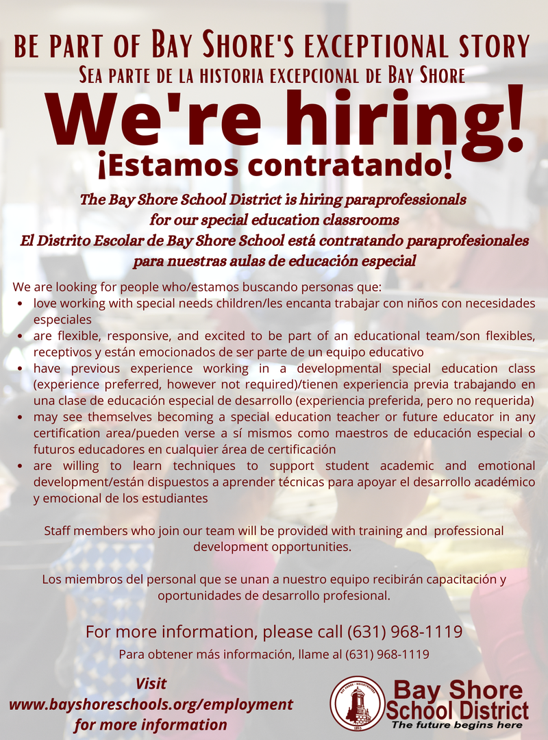 The 蜜柚视频 School 蜜柚视频 is hiring! We are hiring for paraprofessionals.